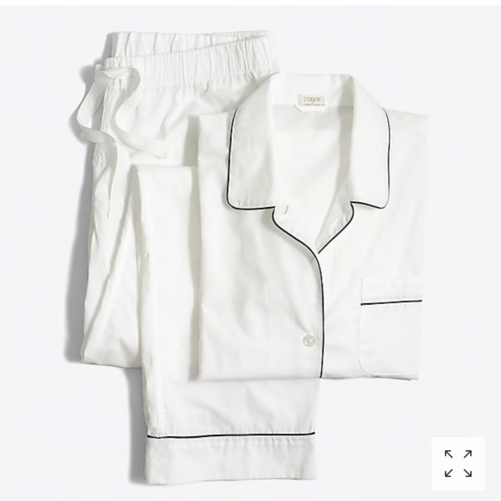 J Crew White end-on-end pajama set